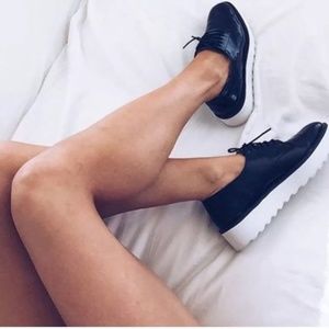 Zara Navy Platform Oxford Bluchers